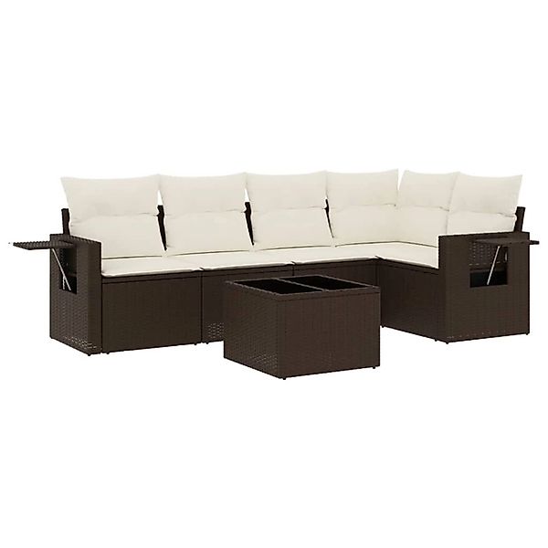vidaXL 6-Tlg Garten-Sofagarnitur mit Kissen Braun Poly Rattan 3220142 günstig online kaufen