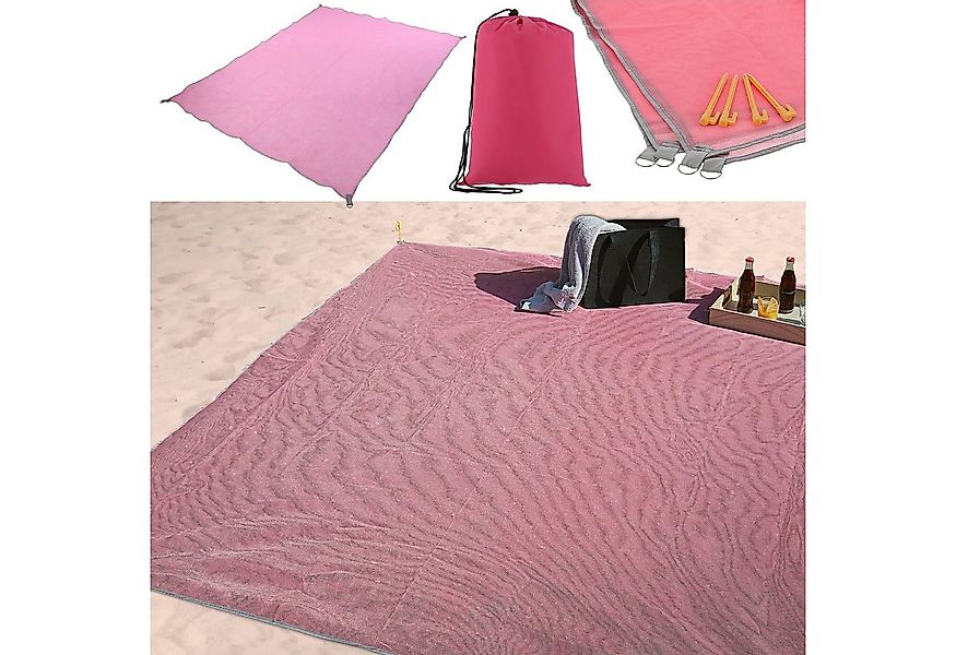 CEPEWA Strandtuch Stranddecke sandfrei pink 200x200cm Heringe Beutel günstig online kaufen