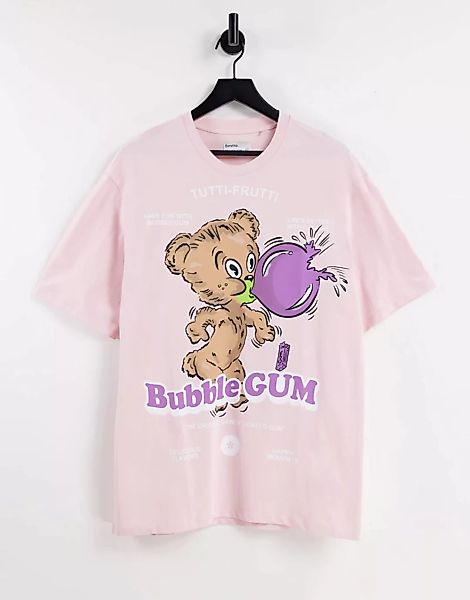 Bershka – Rosa T-Shirt mit Kaugummi-Print günstig online kaufen