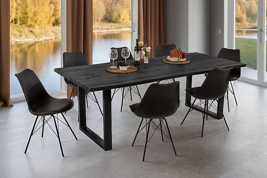 Loreno® Esstisch Josy, Holz-Optik Grau, Baumkante, günstig online kaufen