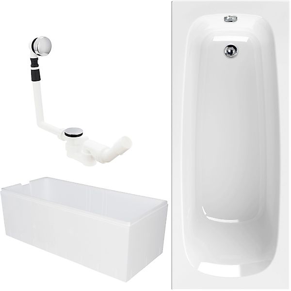 Calmwaters Badewanne Original, (3-tlg), Weiß, 180 x 80 cm, Acryl, Wannenträ günstig online kaufen