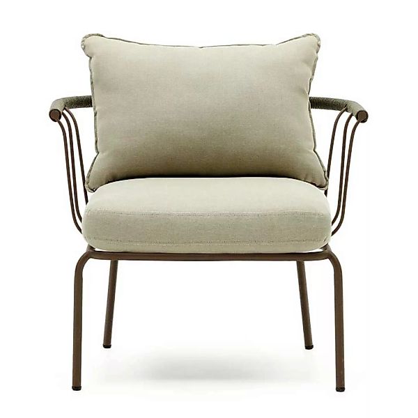 In- und Outdoor Sessel mit Untergestell aus Metall Braun (2er Set) günstig online kaufen