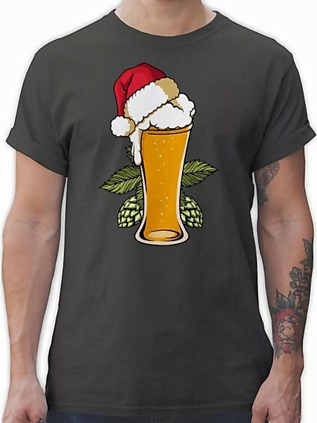 Shirtracer T-Shirt Bierglas mit Weihnachtsmütze Weihachten Kleidung günstig online kaufen