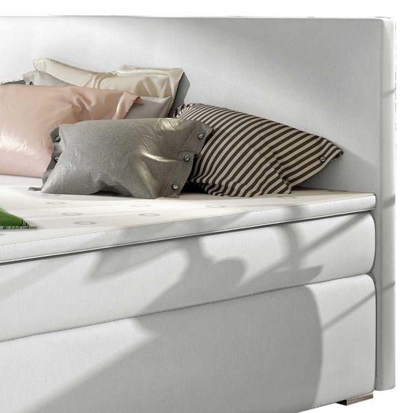 Polsterbett Bett Funktion aus Kunstleder in Weiß günstig online kaufen