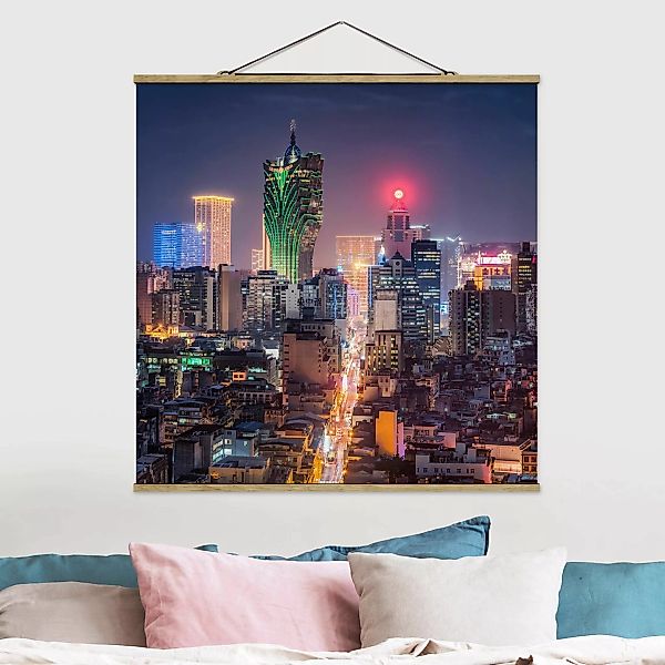Stoffbild mit Posterleisten Nachtlichter von Macau günstig online kaufen