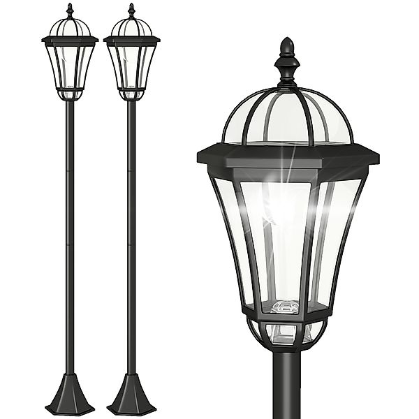 Outsunny 2-St Solar Straßenlaterne LED, IP44, ABS, Ø18,5 x H129 cm, Energie günstig online kaufen