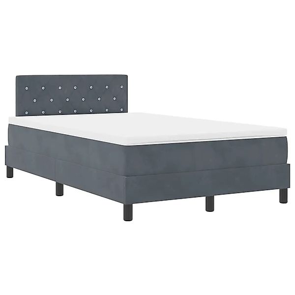 vidaXL LED Boxspringbett mit Matratze Dunkelgrau 120 x 200 cm Samt 3342579 günstig online kaufen