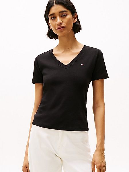 Tommy Hilfiger T-Shirt SLIM CODY V-NK SS mit V-Ausschnitt und Streifen Baum günstig online kaufen