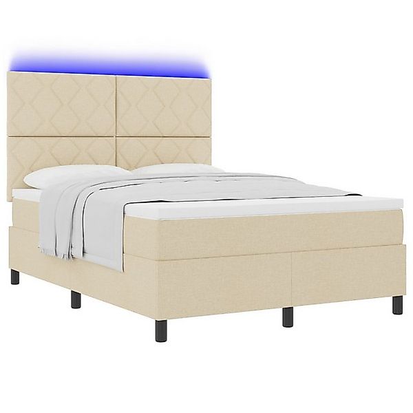 vidaXL Bett Boxspringbett mit Matratze & LED Beige 140x200 cm Stoff (1-tlg) günstig online kaufen