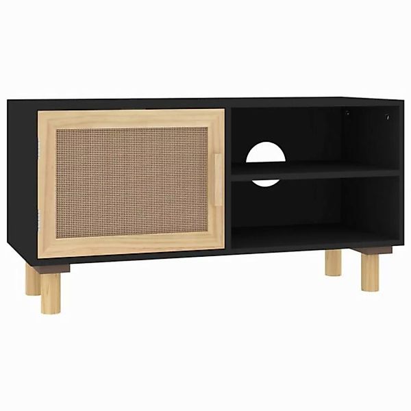 vidaXL TV-Schrank TV-Schrank Schwarz 80x30x40 cm Massivholz Kiefer Natur-Ra günstig online kaufen