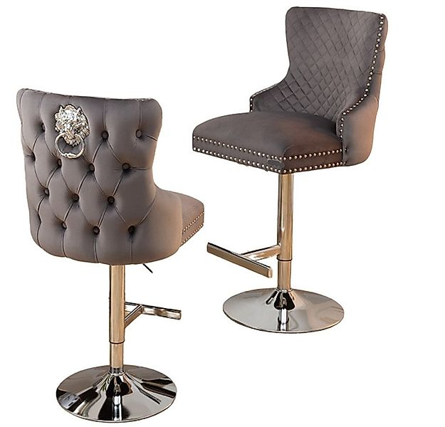 LebensWohnArt Stuhl Edler höhenverstellbarer Barstuhl LEON Samt grau Edelst günstig online kaufen