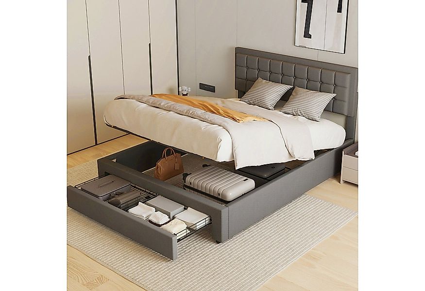 oyajia Polsterbett Doppelbett Polsterbett 140x200cm, Luftdruck anhebbarer S günstig online kaufen