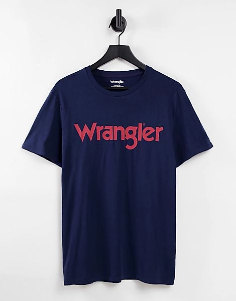 Wrangler – T-Shirt mit Logo-Marineblau günstig online kaufen