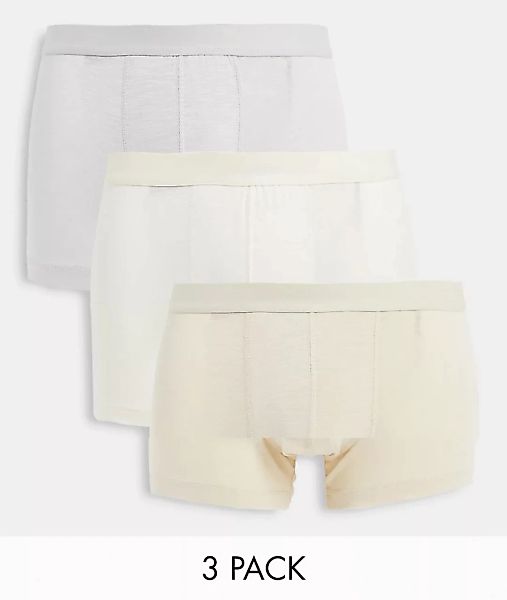 ASOS DESIGN – Unterhosen aus Modal in Beigetönen im 3er-Pack-Mehrfarbig günstig online kaufen