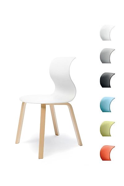 Pro 6 Stuhl - Gestell Buche warmgrey Universalgleiter Kunststoff günstig online kaufen