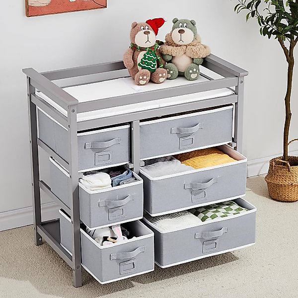 GarveeMore Wickeltisch aus Holz mit 6 günstig online kaufen