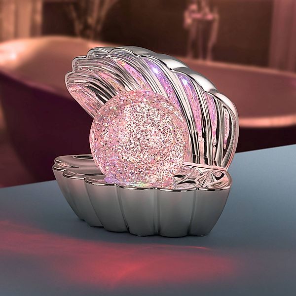 LED-Tischleuchte Shelly, chromfarben, Kunststoff, 18 cm, RGB günstig online kaufen