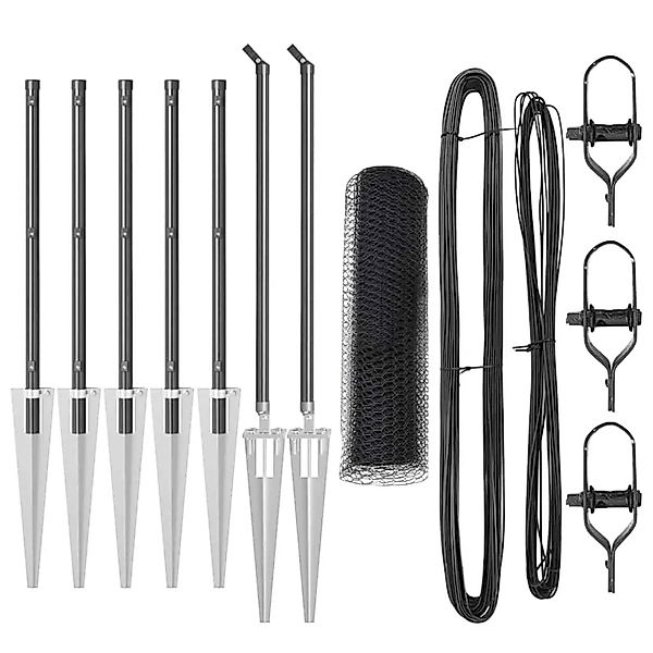 vidaXL Zaunpfosten Grau 10 x 1 m 25 mm Maschen Stahl und PVC 3353200 günstig online kaufen