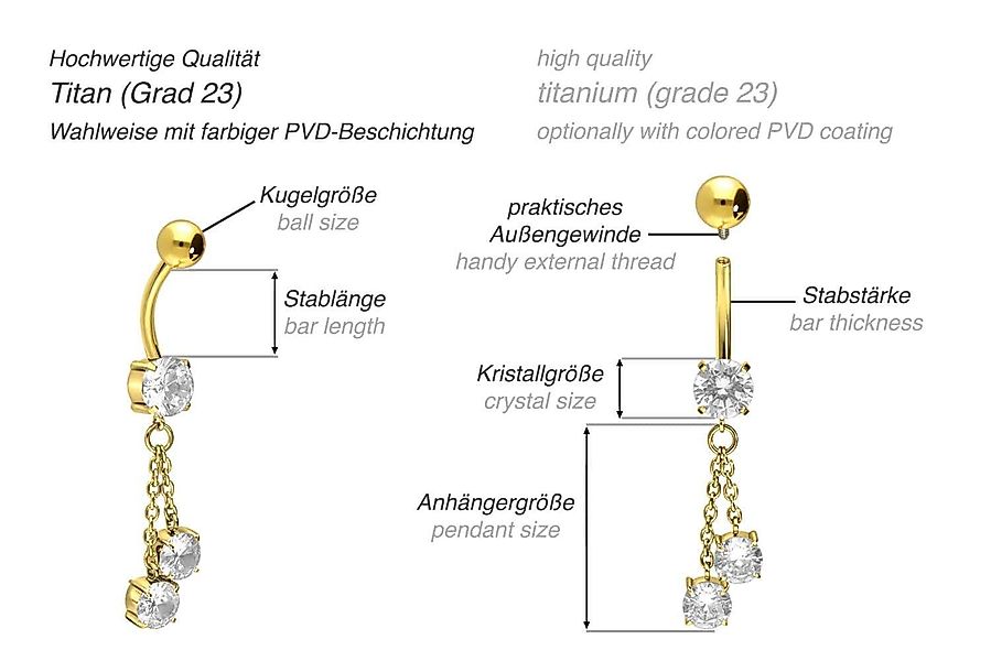 PIERCINGLINE Bauchnabelpiercing Titan Bananabell mit Innengewinde günstig online kaufen
