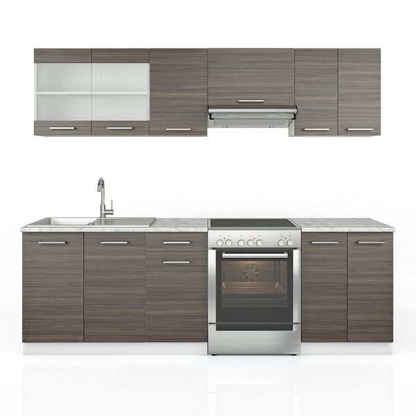 Vicco Küchenzeile Raul, Grau/Weiß, 240 cm, günstig online kaufen