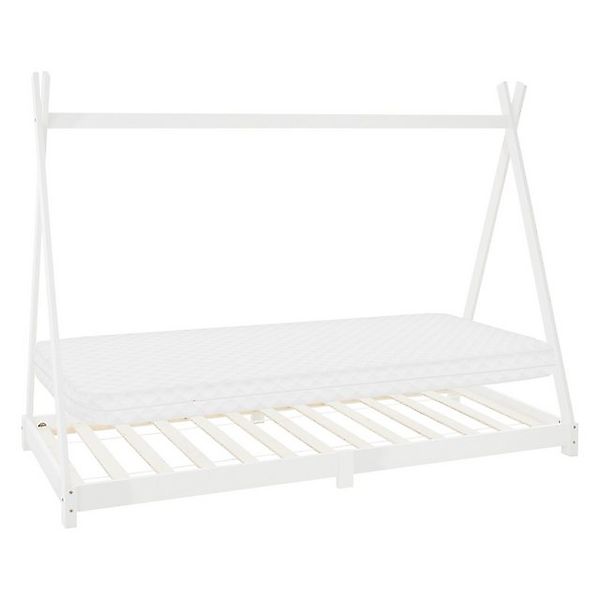 ML-Design Kinderbett Tipi 90x200 cm Weiß mit Matratze H10cm Lattenrost günstig online kaufen