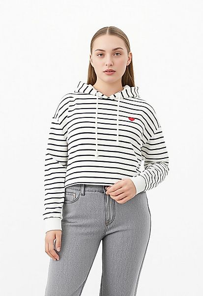 pieces Kapuzensweatshirt PCCHILLI LS HOODIE STRIPES EMB NOOS BC Baumwollmis günstig online kaufen