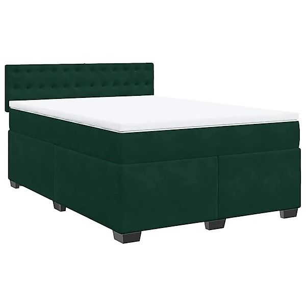 vidaXL Boxspringbett mit Matratze Dunkelgrün 140x190 cm Samt 3286321 günstig online kaufen