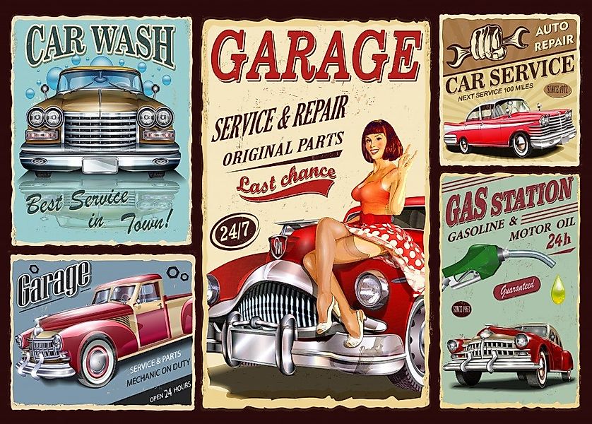 Grafika Art Puzzle Puzzle Retro Car Service, Puzzleteile günstig online kaufen