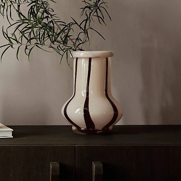 ferm LIVING Vase Riban, beige, 24 cm, Glas, mundgeblasen günstig online kaufen