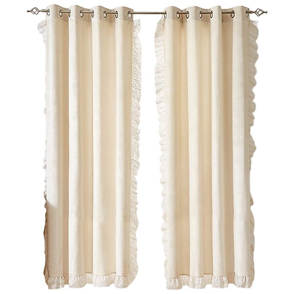 Refttenw Vorhang Samtvorhang mit Spitzenkanten Blickdicht günstig online kaufen