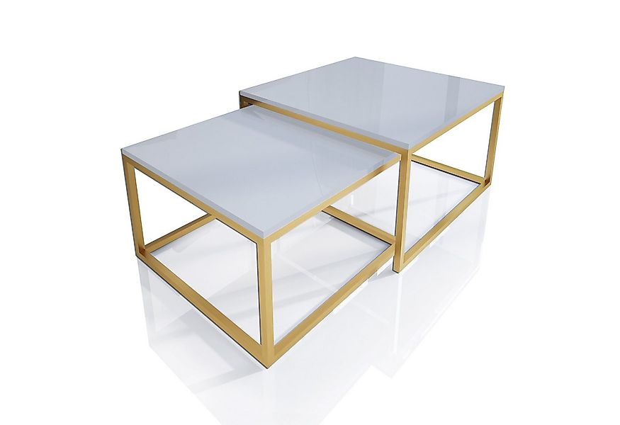 Lookway Couchtisch YOSHI 2in1 auf goldenem Gestell matt (2er-Set), Breite: günstig online kaufen