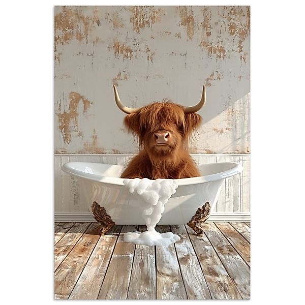 MuchoWow Poster Schottischer Highlander - Badewanne günstig online kaufen