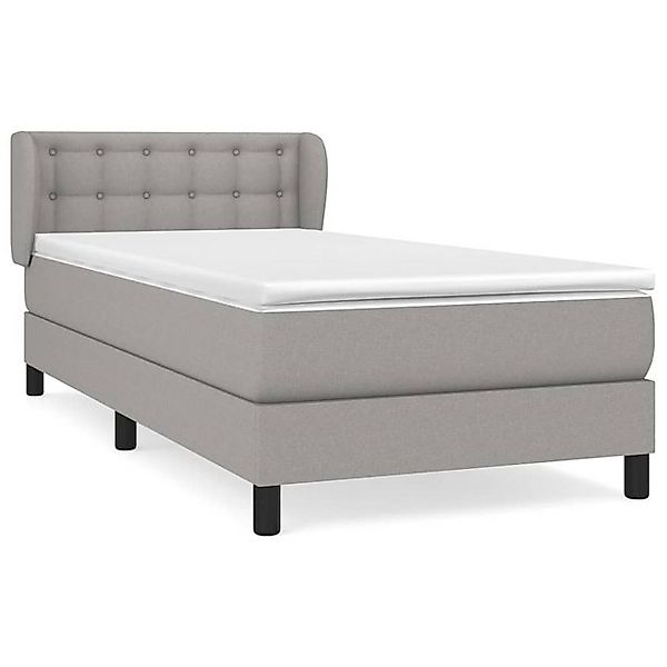 vidaXL Boxspringbett, Boxbett mit Matratze Hellgrau 90x200 cm Stoff günstig online kaufen