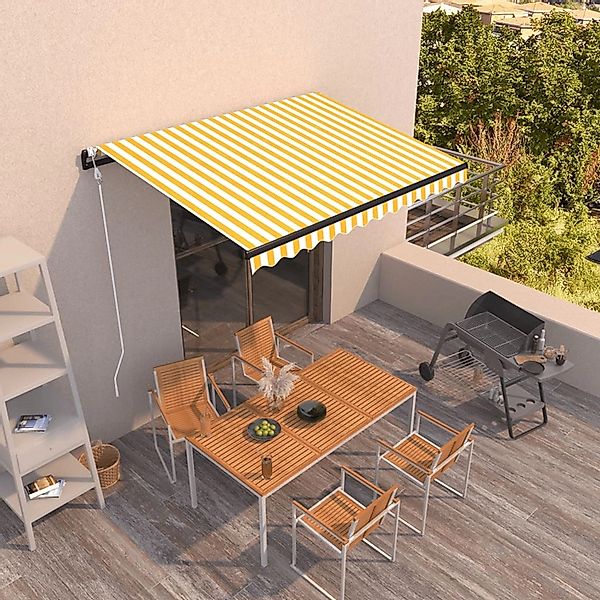 furnicato Markise Automatisch Einziehbar 350x250 cm Gelb und Weiß günstig online kaufen