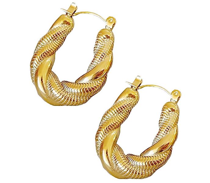 KARMA Paar Creolen Damenohrringe oval vergoldet (Damen goldene Ohrringe, Kr günstig online kaufen