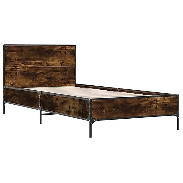 vidaXL Bettgestell Räuchereiche 90x200 cm Holzwerkstoff und Metall 845519 günstig online kaufen