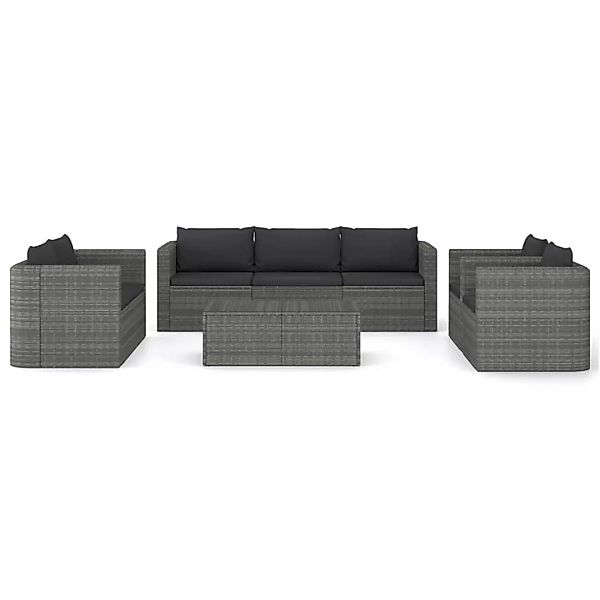 8-tlg. Garten-lounge-set Mit Kissen Poly Rattan Grau günstig online kaufen