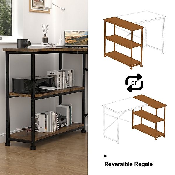 HOMALL Eckschreibtisch 100/120L Form mit Ablagefächern, günstig online kaufen