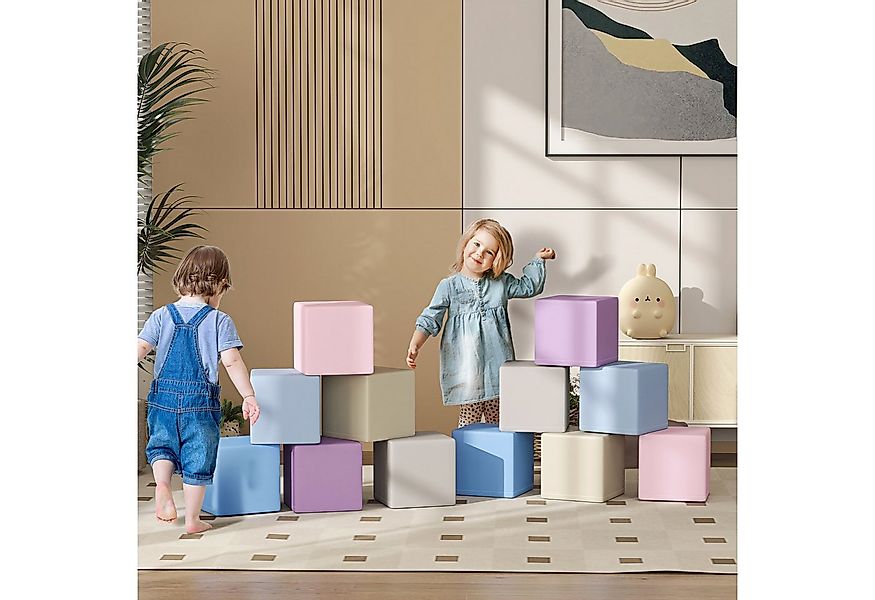 HOMCOM Bauklötze Kunstleder EPE Spielbausteine, (Bauspielzeug, 12 St., Scha günstig online kaufen