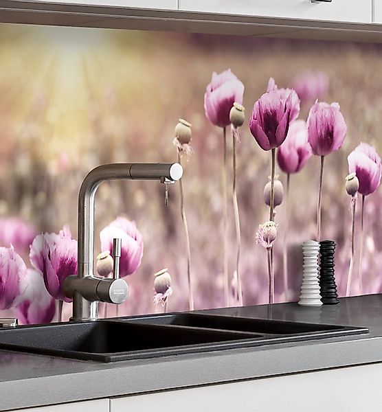 MyMaxxi Küchenrückwand Küchenrückwand selbstklebend Lila Blumen Spritzschut günstig online kaufen