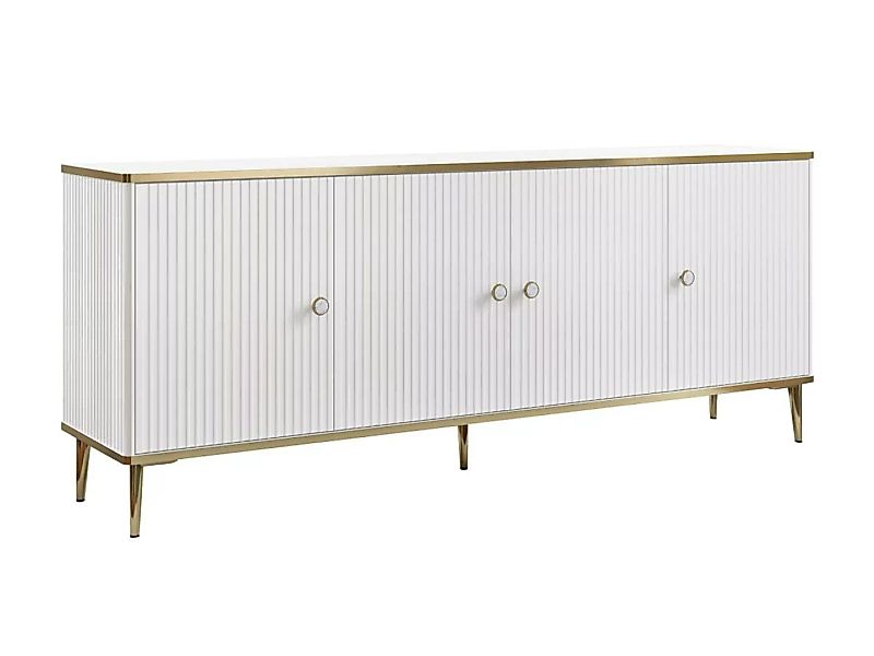 Sideboard mit 4 Türen - MDF und Stahl - Weiß und Goldfarben - SINEAD von Pa günstig online kaufen