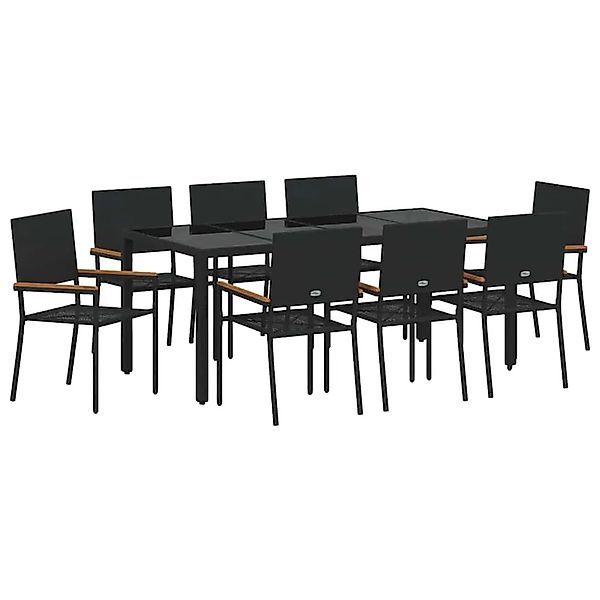 vidaXL Garten Essgruppe 9-Tlg Schwarz Poly-Rattan 3365399 günstig online kaufen