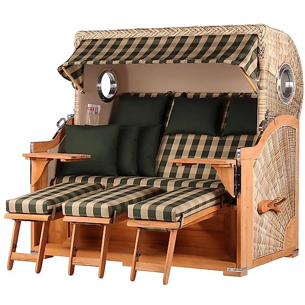 bene,iving Strandkorb Komplettset Königssee 3 Sitzer Teak Bullauge PE Shell günstig online kaufen