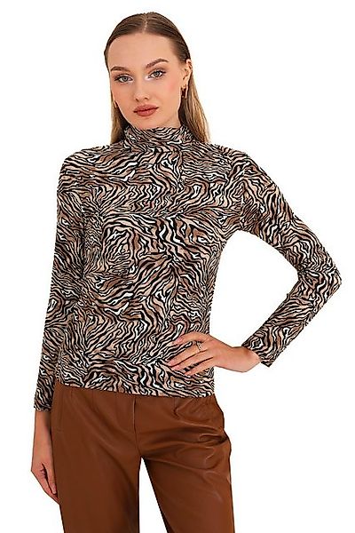 Bongual Rollkragenshirt Langarm Abstrakt gemustert braun-schwarz günstig online kaufen