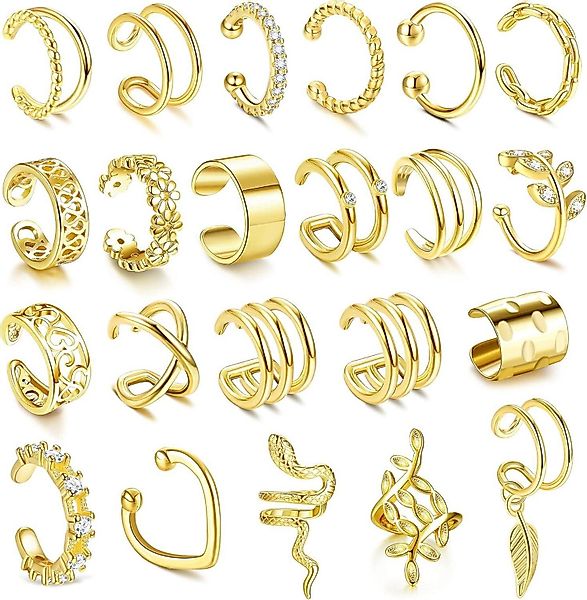 LuxusKollektion Schmuckset 22-teiliges Ear Cuff Set günstig online kaufen
