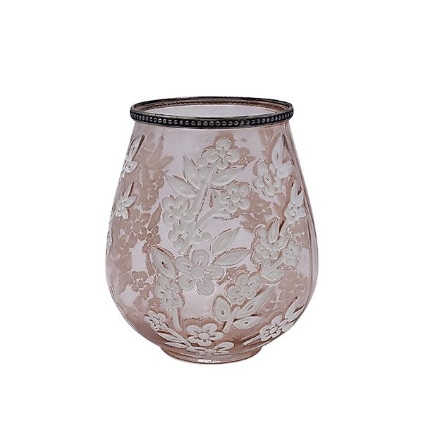 Glaswindlicht Sakura – stilvolle Dekoration in rosa/weiß Ø15,5 x h18,5 cm günstig online kaufen