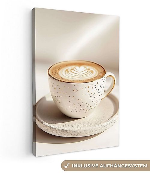 OneMillionCanvasses® Leinwandbild Cappuccino - Schaumstoff - Schale - Beige günstig online kaufen
