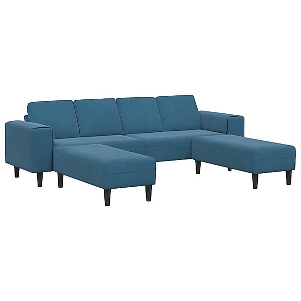 vidaXL Sofa Sofa Set Blau Samt, günstig online kaufen