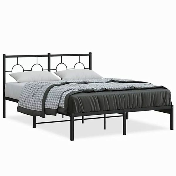 furnicato Bettgestell mit Kopfteil Metall Schwarz 140x190 cm (1-tlg) günstig online kaufen