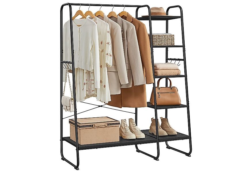 VASAGLE Kleiderständer, mit Kleiderstange, Schuhablage, 6 abnehmbare Haken günstig online kaufen